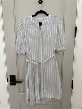 GAP Light Blue and White Striped Midi Dress Size M
